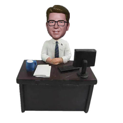 Jefe Bobblehead Jefe masculino sentado en el escritorio Regalo personalizado